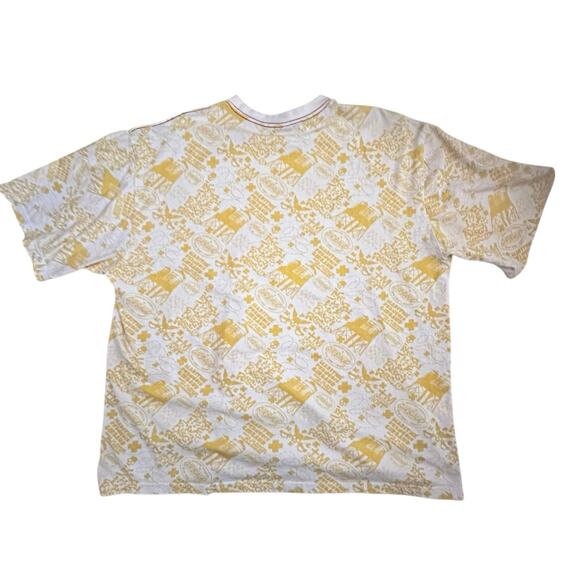 Vintage Marithé François Girbaud All Over Print T-Shirt 2XL Yellow Graphic - Picture 3 of 10